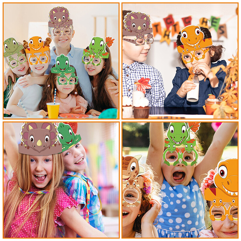 12 db ajándék dinoszaurusz születésnapi sapka baba gyerek sapkák papír gyerekeknek bulikapkák