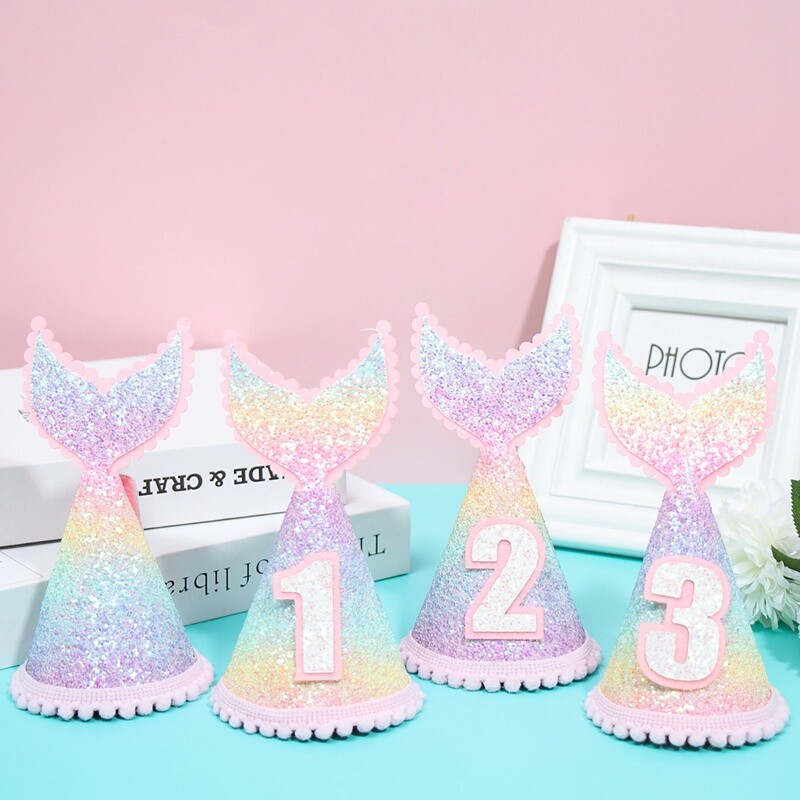 Boldog születésnapi parti koronás sapka száma 1 2 3 korona fejpántos sapka sellő 1. 2. 3. születésnapi parti Baby Shower születésnapi korona sapka