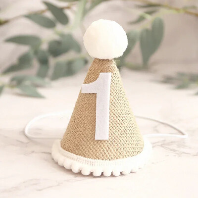 Zsákvászon baba születésnapi parti sapka Babazuhany első 1. Boldog születésnapot Kalapok 1 2 3 éves Kisfiú Lány vászon fejpánt sapka fotó kellékek