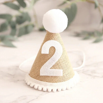 Zsákvászon baba születésnapi parti sapka Babazuhany első 1. Boldog születésnapot Kalapok 1 2 3 éves Kisfiú Lány vászon fejpánt sapka fotó kellékek