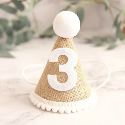 Zsákvászon baba születésnapi parti sapka Babazuhany első 1. Boldog születésnapot Kalapok 1 2 3 éves Kisfiú Lány vászon fejpánt sapka fotó kellékek