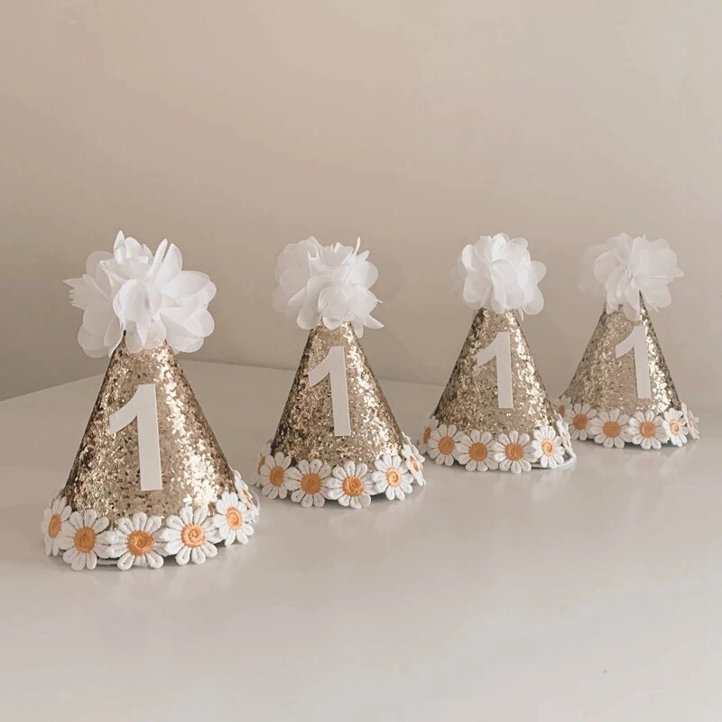Zsákvászon baba születésnapi parti sapka Babazuhany első 1. Boldog születésnapot Kalapok 1 2 3 éves Kisfiú Lány vászon fejpánt sapka fotó kellékek