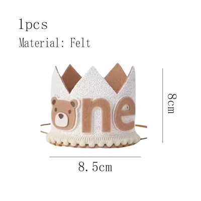 1db Oroszlán mackó egyéves korona születésnapi kalapok gyerekek rajzfilm állat dzsungel Boldog születésnapot baba zuhany Wild One Party dekoráció