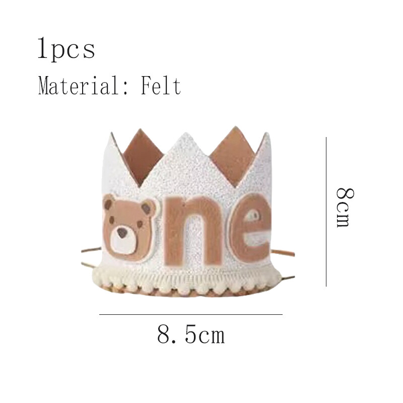 1db Oroszlán mackó egyéves korona születésnapi kalapok gyerekek rajzfilm állat dzsungel Boldog születésnapot baba zuhany Wild One Party dekoráció