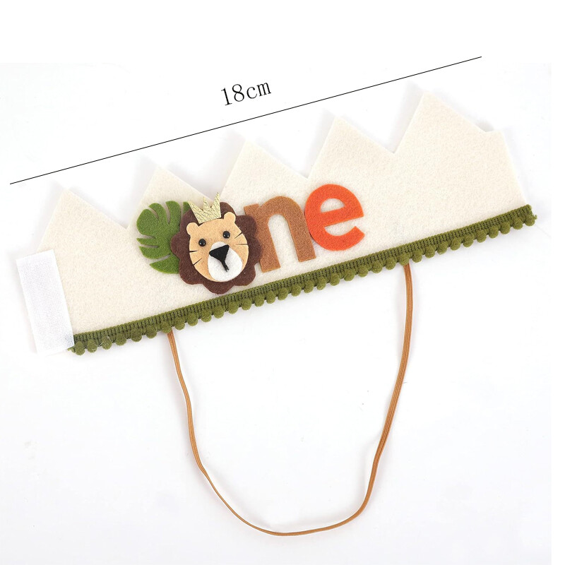 1db Oroszlán mackó egyéves korona születésnapi kalapok gyerekek rajzfilm állat dzsungel Boldog születésnapot baba zuhany Wild One Party dekoráció