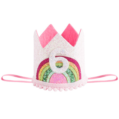 1-6 számból álló filc szivárványkorona fejpánt gyerekeknek 1. 2. 3. születésnapi sapka lány boldog születésnapi parti dekoráció baba zuhany kellékek
