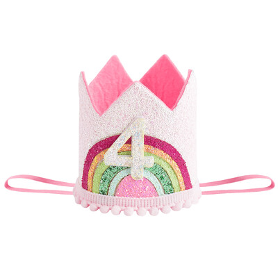 1-6 számból álló filc szivárványkorona fejpánt gyerekeknek 1. 2. 3. születésnapi sapka lány boldog születésnapi parti dekoráció baba zuhany kellékek