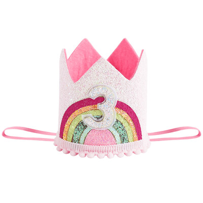1-6 számból álló filc szivárványkorona fejpánt gyerekeknek 1. 2. 3. születésnapi sapka lány boldog születésnapi parti dekoráció baba zuhany kellékek