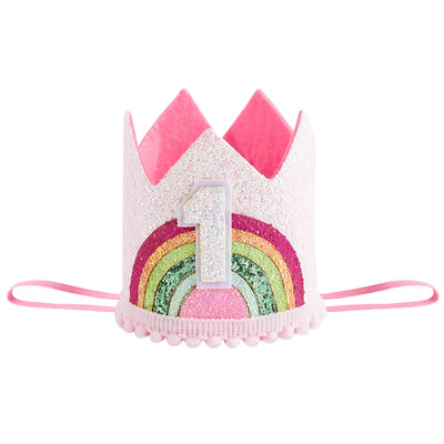 1-6 számból álló filc szivárványkorona fejpánt gyerekeknek 1. 2. 3. születésnapi sapka lány boldog születésnapi parti dekoráció baba zuhany kellékek