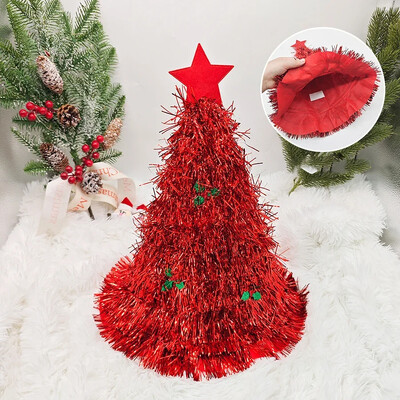 Karácsonyfa kalapok Szövet esőselyem sapka felnőtteknek gyerekeknek Vicces Mikulás sapka talmival Karácsonyi ünnepi parti jelmez újévi dekoráció