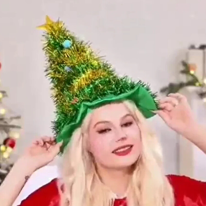 Karácsonyfa kalapok Szövet esőselyem sapka felnőtteknek gyerekeknek Vicces Mikulás sapka talmival Karácsonyi ünnepi parti jelmez újévi dekoráció