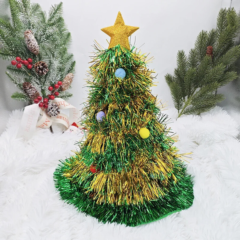 Karácsonyfa kalapok Szövet esőselyem sapka felnőtteknek gyerekeknek Vicces Mikulás sapka talmival Karácsonyi ünnepi parti jelmez újévi dekoráció