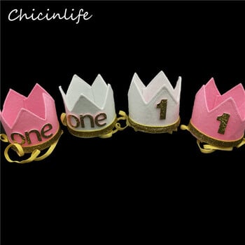 Chicinlife One 1 Boy Girl Headband Διακόσμηση για πάρτι γενεθλίων για παιδιά ενός έτους Καπέλο γενεθλίων Headband Baby Shower Party