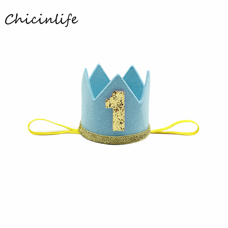 Chicinlife One 1 puikas, meitenes kroņa galvas saite, 1. dzimšanas dienas ballītes noformējums, vienu gadu veciem bērniem dzimšanas dienas cepures galvas saite Bērnu ballīte