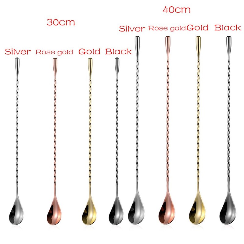 Hosszú nyelű rozsdamentes acél spirál koktélkanalak Teadrop gombócok Csapos keverőeszközök Konyhai kellékek Kiegészítők