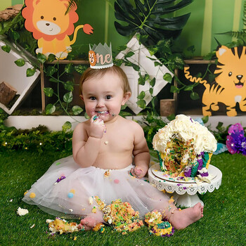 1 τμχ Jungle Lion Theme 1st Birthday Crown Hat Baby Shower 1st Birthday Happy Party Anniversary Hat Διακοσμητικά προμήθειες