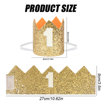 Честит рожден ден Шапка с корона номер 1 Корона с една лента за глава Шапка 1st Kids Boy Girl Baby Shower Birthday Party Decoration Supplies