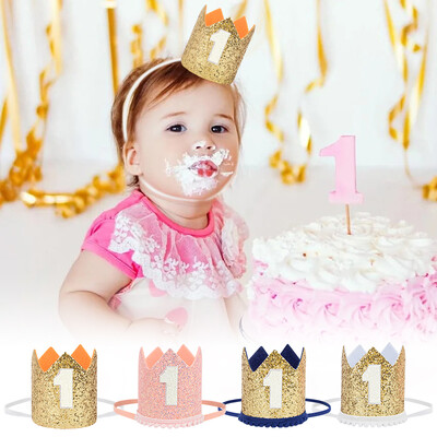 Happy Birthday Party Crown Hat Number 1 Crown One Headband Hat 1st Kids Boy Girl Shower Baby Shower Birthday Party Decorating Party