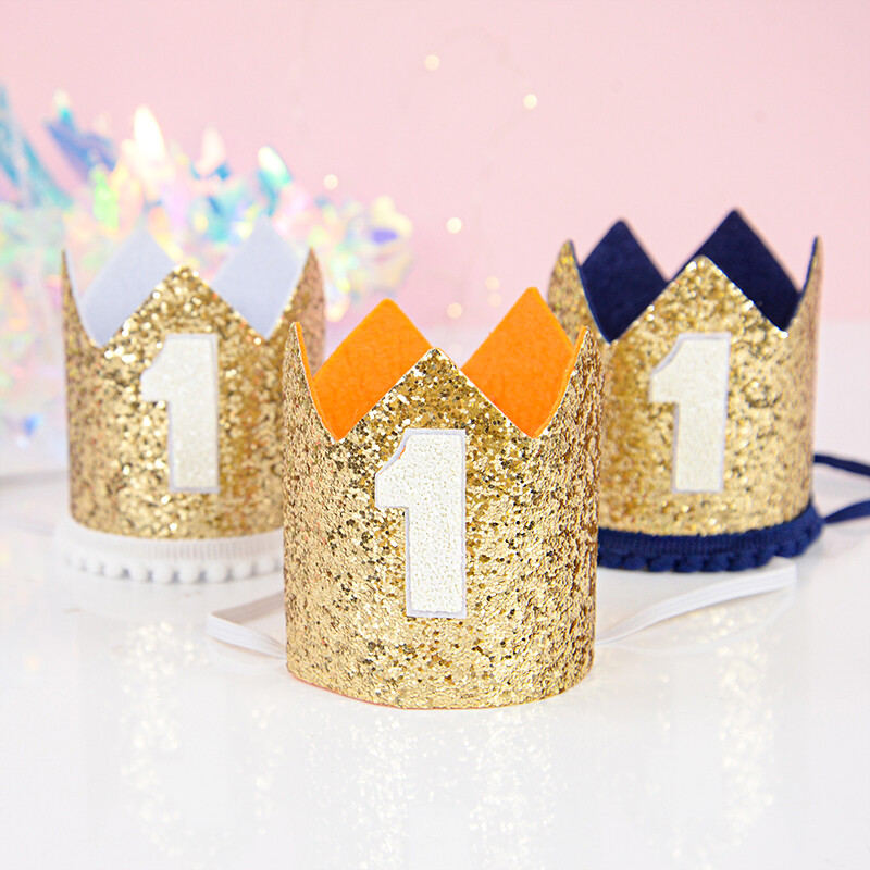 Boldog születésnapi parti koronás sapka 1. korona fejpántos sapka 1. gyerek fiú lány baba zuhany Születésnapi parti dekorációs kellékek