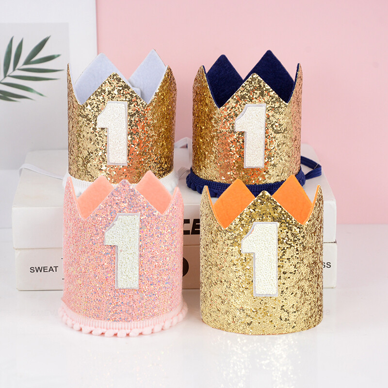 Boldog születésnapi parti koronás sapka 1. korona fejpántos sapka 1. gyerek fiú lány baba zuhany Születésnapi parti dekorációs kellékek
