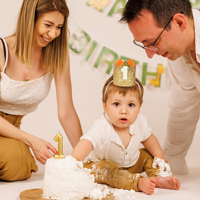 Boldog születésnapi parti koronás sapka 1. korona fejpántos sapka 1. gyerek fiú lány baba zuhany Születésnapi parti dekorációs kellékek