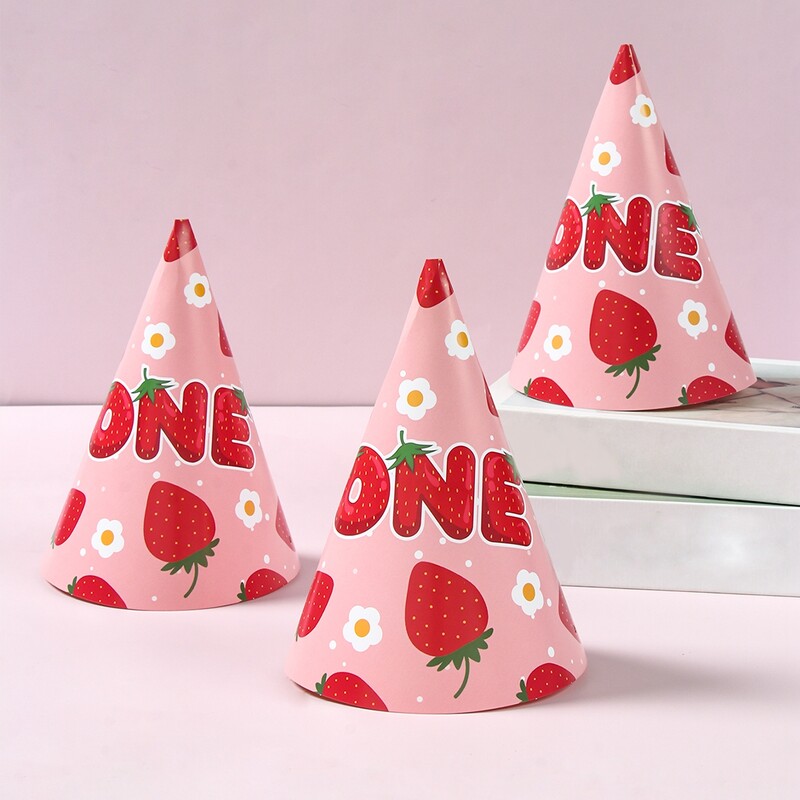 Saldi braškinė gimtadienio skrybėlė Braškių tema Laimingo gimtadienio vakarėlio dekoracijos Vaikai Dovanos Mergaitėms Kūdikių dušo reikmenys