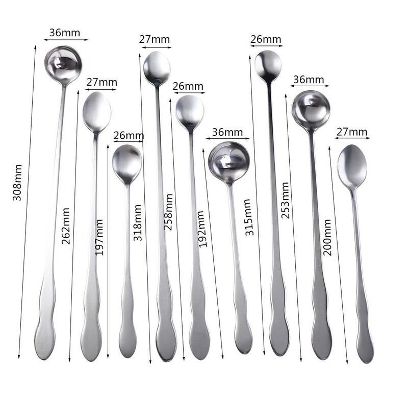 Tea kávéleves kanál étkezéshez Keverő hosszú nyelű teáskanál kanál koktél fagylalt mézes kanalak konyhai evőeszközök