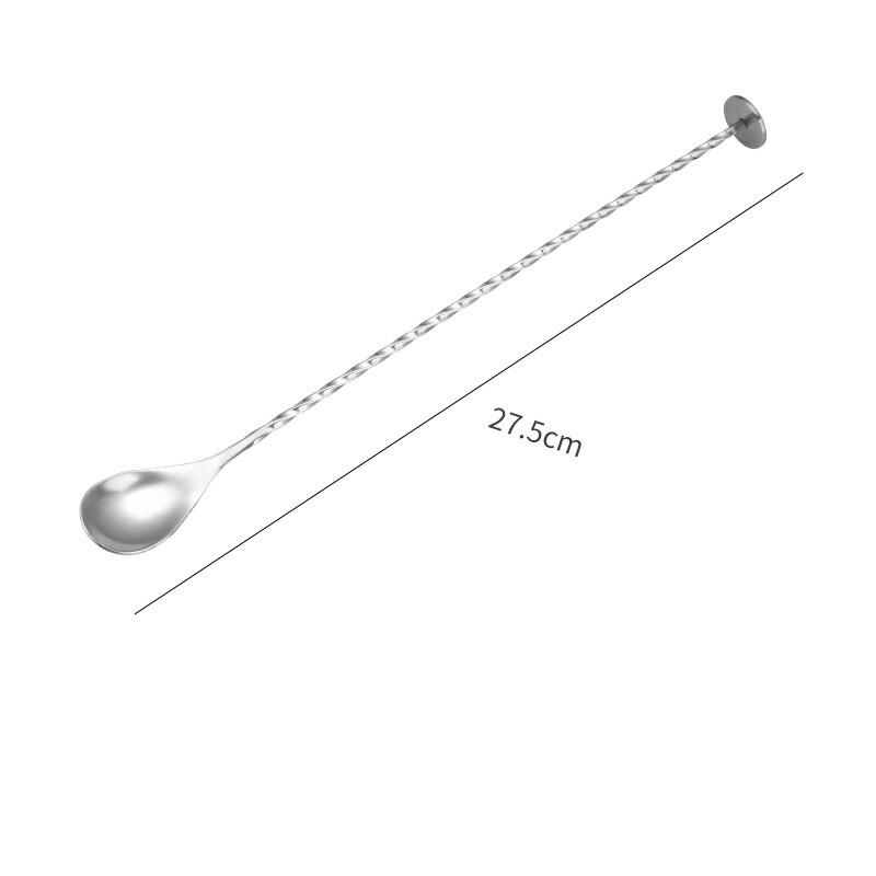 Rozsdamentes acél koktél keverő kanál Jigger Sliver Muddler koktél kanalak Spirál mintás csavart keverő kanál csapos bár