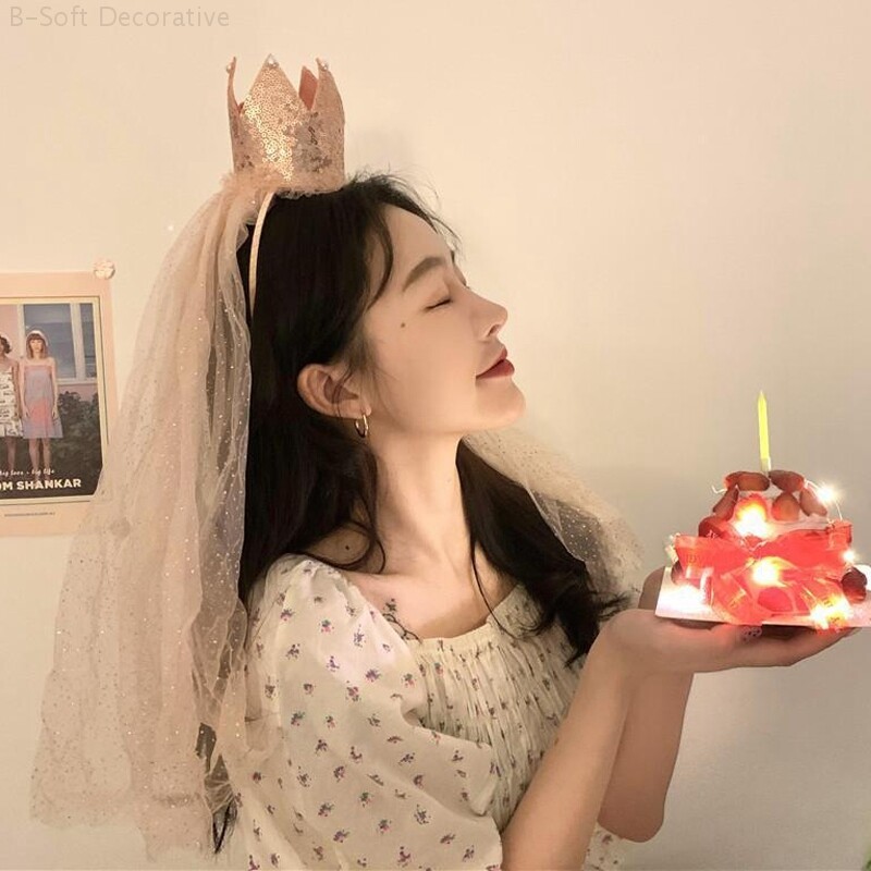 Születésnapi kalap Csipke hálós fejpánt Születésnapi buli kellékek Születésnapi Korona Party Kalapok Fotókellékek