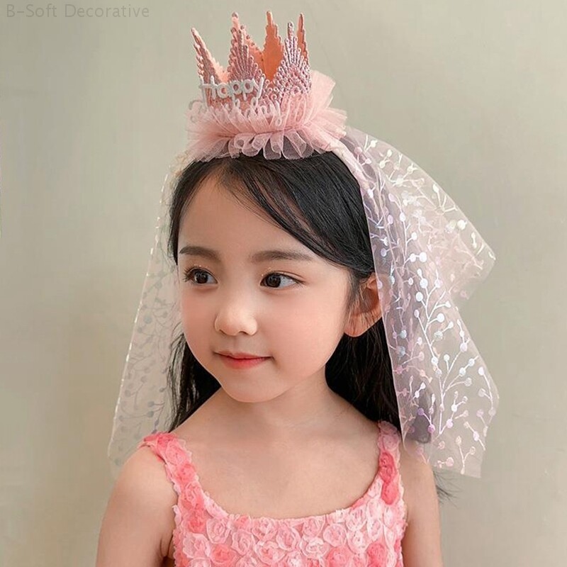 Születésnapi kalap Csipke hálós fejpánt Születésnapi buli kellékek Születésnapi Korona Party Kalapok Fotókellékek