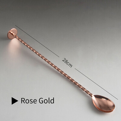 26 cm susuktas maišymo šaukštas, spiralės formos su stūmokliu, nerūdijantis plienas, patvarus dvigalvis strypas Prietaisai kokteilių šaukštas