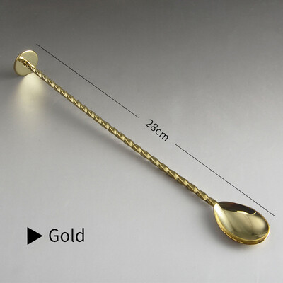 26 cm susuktas maišymo šaukštas, spiralės formos su stūmokliu, nerūdijantis plienas, patvarus dvigalvis strypas Prietaisai kokteilių šaukštas