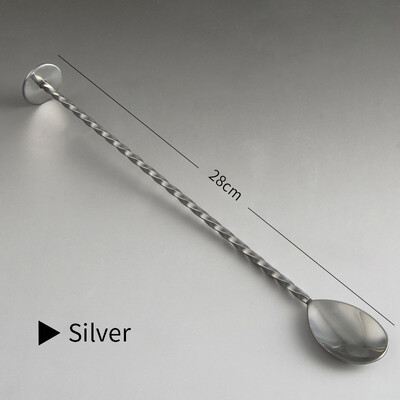 26 cm susuktas maišymo šaukštas, spiralės formos su stūmokliu, nerūdijantis plienas, patvarus dvigalvis strypas Prietaisai kokteilių šaukštas