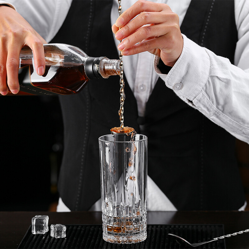 26 cm susuktas maišymo šaukštas, spiralės formos su stūmokliu, nerūdijantis plienas, patvarus dvigalvis strypas Prietaisai kokteilių šaukštas