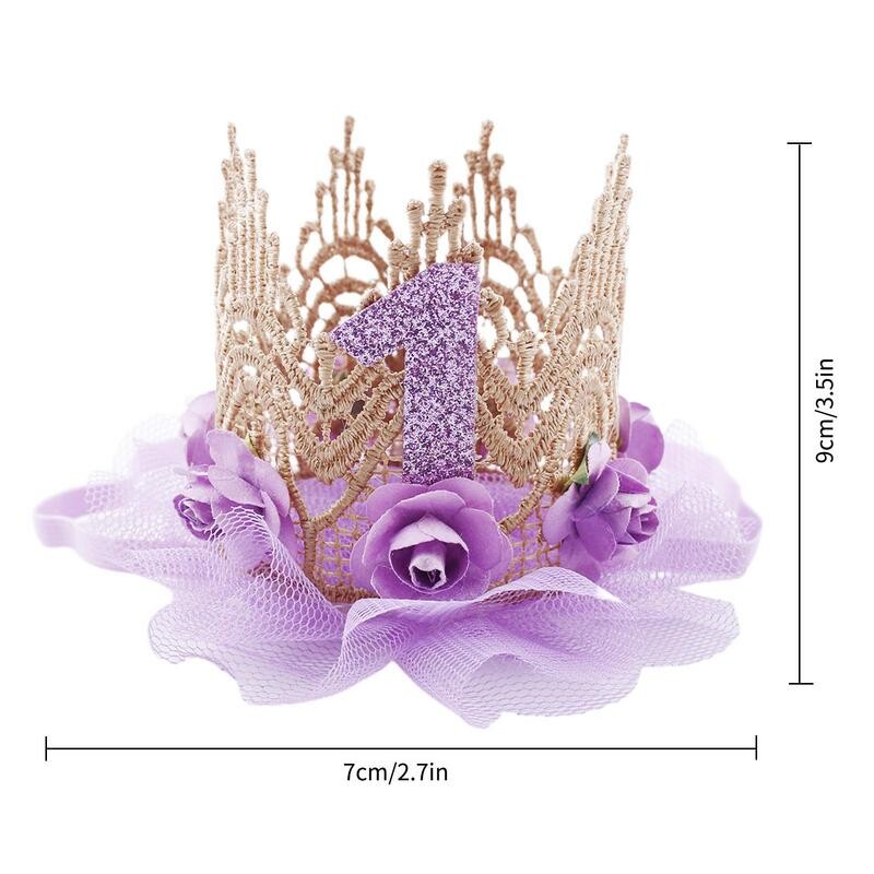 1db 1 születésnapi sapka Virág korona 1. születésnapi sapka Újszülött születésnapi fejpánt 1 éves születésnapi parti díszek