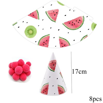 8db színes gyümölcssapka epres ananász papír sapka gyerekeknek nyári gyümölcsök témájú boldog születésnapi parti dekorációs kellék