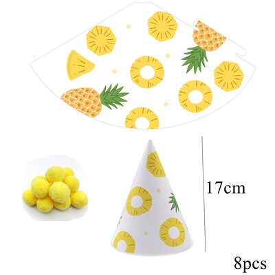 8db színes gyümölcssapka epres ananász papír sapka gyerekeknek nyári gyümölcsök témájú boldog születésnapi parti dekorációs kellék