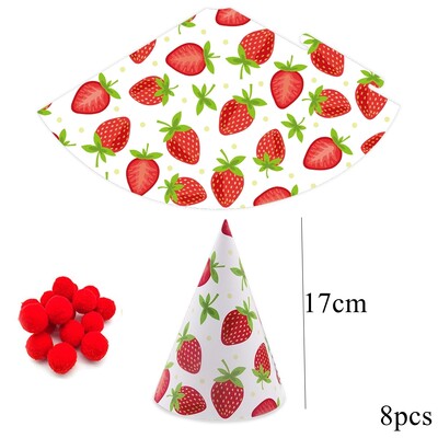8db színes gyümölcssapka epres ananász papír sapka gyerekeknek nyári gyümölcsök témájú boldog születésnapi parti dekorációs kellék
