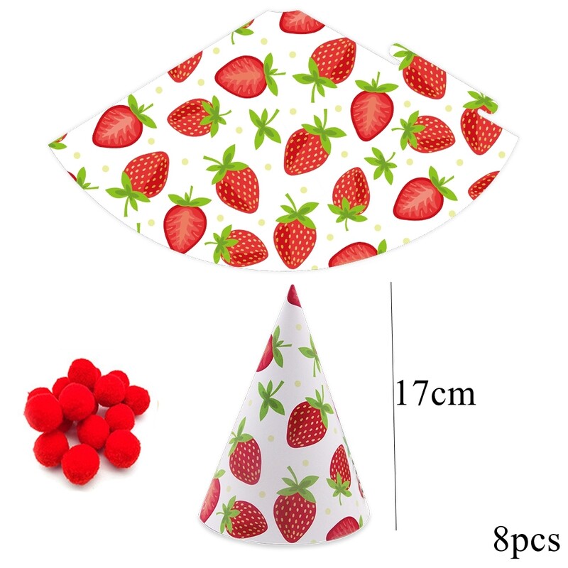 8db színes gyümölcssapka epres ananász papír sapka gyerekeknek nyári gyümölcsök témájú boldog születésnapi parti dekorációs kellék