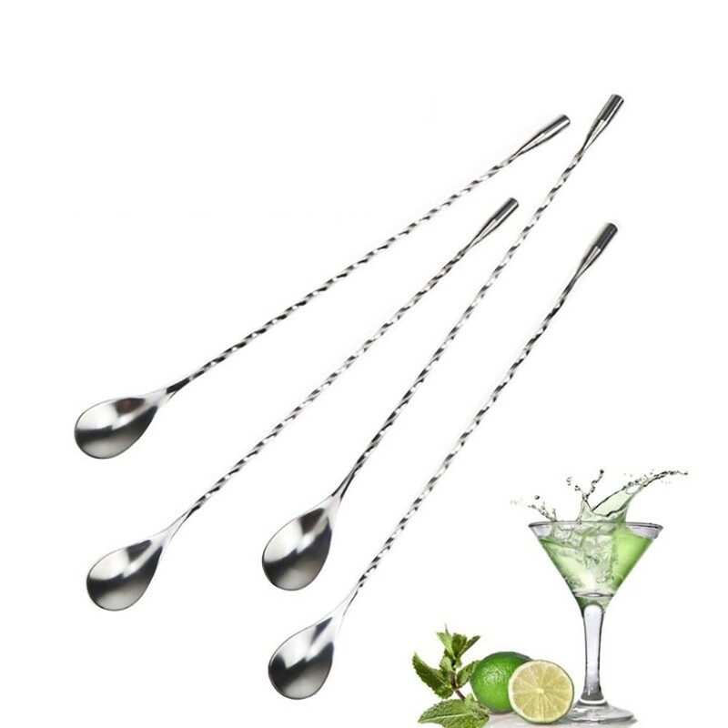 Nerūdijančio plieno maišymo šaukštas 30 cm 12 colių kokteilių plaktuvas spiralinio rašto ilgio strypo šaukštas kokteiliai, kava, alus, baltasis vynas