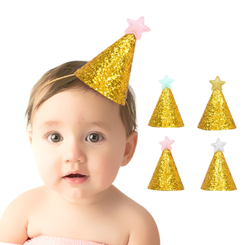 Fényes arany parti sapka, minisztár születésnapi sapka, fényes arany púdersapkák, fejfedők babáknak, gyerekeknek, gyerekeknek, karácsonyi ajándék