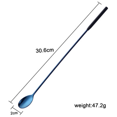 7 spalvų kokteilių japoniško baro šaukštas, ilgas 304 nerūdijančio plieno spiralinis raštas 12 colių baro kokteilių plaktuvas vyno šaukšto juostos įrankis