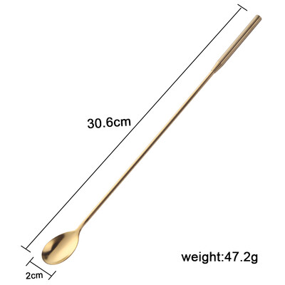 7 spalvų kokteilių japoniško baro šaukštas, ilgas 304 nerūdijančio plieno spiralinis raštas 12 colių baro kokteilių plaktuvas vyno šaukšto juostos įrankis