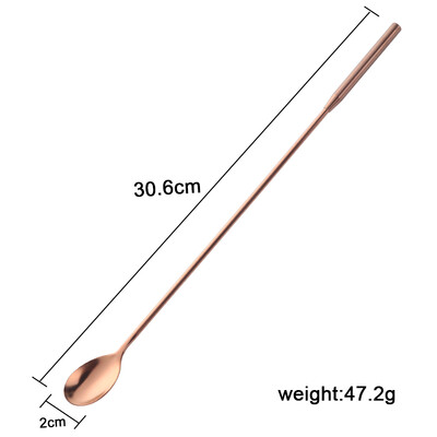 7 spalvų kokteilių japoniško baro šaukštas, ilgas 304 nerūdijančio plieno spiralinis raštas 12 colių baro kokteilių plaktuvas vyno šaukšto juostos įrankis
