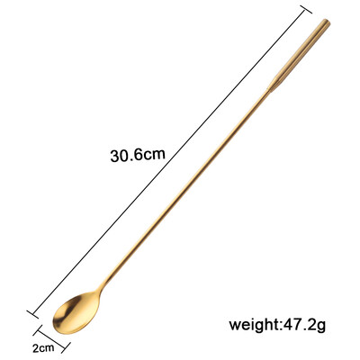 7 spalvų kokteilių japoniško baro šaukštas, ilgas 304 nerūdijančio plieno spiralinis raštas 12 colių baro kokteilių plaktuvas vyno šaukšto juostos įrankis