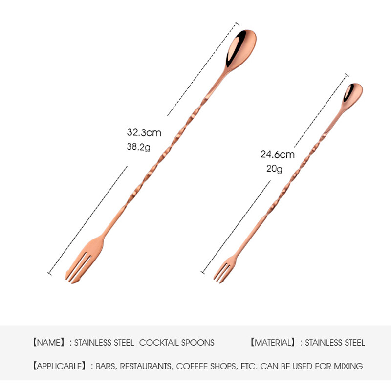 Nerūdijančio plieno strypo maišymo šaukštas kokteilių spiralinio rašto maišymo šaukštas su maišytuvu barmeno metalo aukso strypo šaukšto priedai