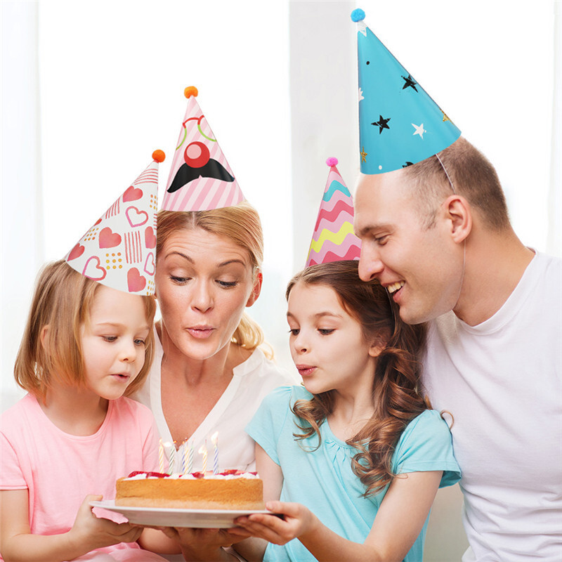Papír Születésnapi Koronás Kalap Felnőtteknek és Gyermekeknek, Parti dekoráció Esküvőre, Babazuhany, Boldog születésnapot, Háztartási kellékek, 8db