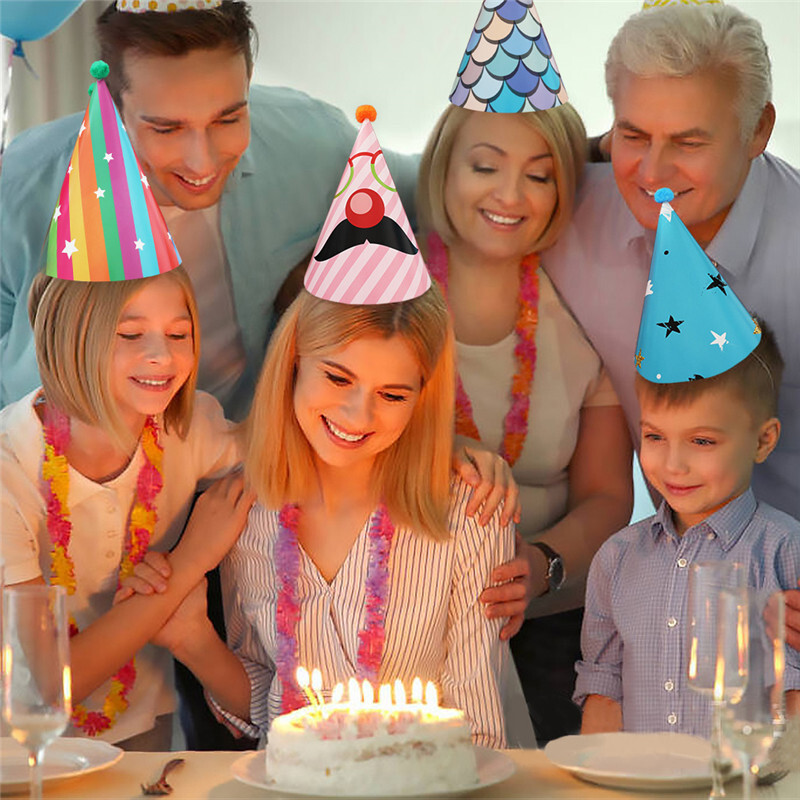 Papír Születésnapi Koronás Kalap Felnőtteknek és Gyermekeknek, Parti dekoráció Esküvőre, Babazuhany, Boldog születésnapot, Háztartási kellékek, 8db