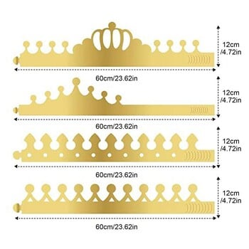 Златна корона от фолио 20PCS Регулируема златна парти корона от хартиена кралска шапка Златна фолиова хартия от парти корона Шапка 4 стила за рожден ден