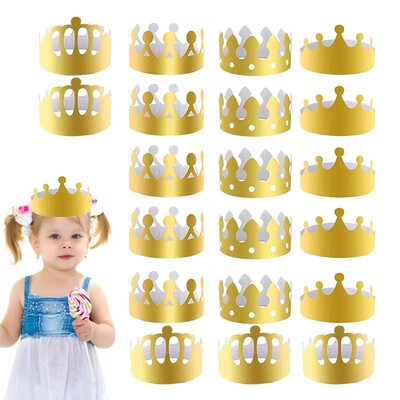 Gold Foil Crown 20PCS Ρυθμιζόμενο Gold Party Crown Paper King Καπέλα Χρυσό φύλλο χαρτί Κορώνα για πάρτι 4 στυλ για γενέθλια